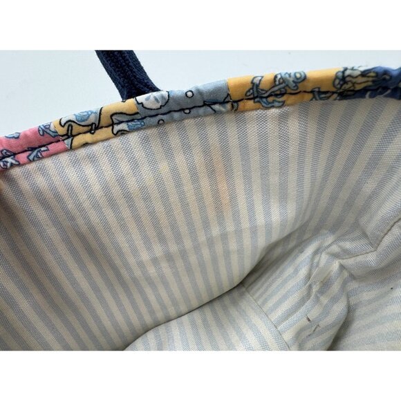 Vineyard Vines Mini Roxbury Multicolor Patchwork Canvas Tote Bag With Navy Handl - Picture 9 of 12